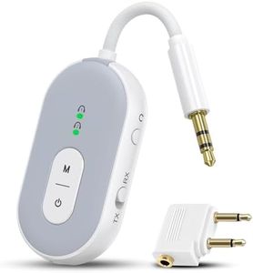 OQIMAX Adaptateur Bluetooth 5.3 pour Avion, APTX Émetteur Récepteur Bluetooth, Faible Latence, Double Connexion, 18H, HiFi Receiver Transmetteur, Adaptateur de Casque pour TV, Haut-Parleur