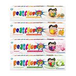 PediflorKidz Anticavity Fluoride Toothpaste for children | Green Apple, Bubble Gum, Orange and Melon Flavor Combo pack | Vegan Friendly (Pack of 4) 70g each