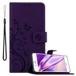 cadorabo Book Case works with Apple iPhone 6 / iPhone 6S in FLORAL DARK PURPLE – Cover in Flower Design with Magnetic Closure, Stand Function and 3 Card Slots - Wallet Etui Pouch PU Leather Flip