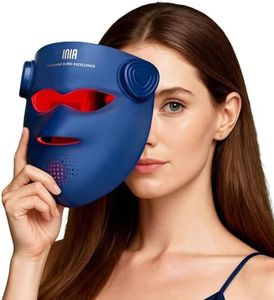 INIA Glow 4D Wireless Red Light Therapy Mask for face – Dual NIR, 320 LEDs, 4 Modes, Under-Eye Cooling, Cordless & Rechargeable LED Face Mask for Home & Travel, Skincare Gifts for Women Mom Wife, Blue