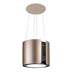 Klarstein Skyfall Smart - Island Hood, App and Gesture Control, Dimensions: 45 x 42 cm (ØxW), Freely Hanging, Recirculation Mode/Exhaust Air, 3 Levels, 402 m³ / h, 200 W, LED Lighting, EEC C, Gold