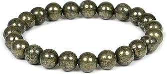 GIYIM Natural Pyrite Healing Crystal Beads Stretch Bracelet | Money Magnet Bracelet for Him & Her