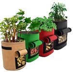 LATERN 4Pcs Potato Grow Bags, 7 Gallon Potato Growing Bags Potato Planting Bag with Flap and Handles for Potato, Tomato, Carrot (Green)