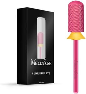 MelodySusie Safety Nail Drill Bits, 3/32'' Smooth Round Top Large Barrel Carbide Bits, Suitable for Manicure Pedicure Cuticle Gel Polishing, Beginners Bits, Pink Blossom, Series Bit-S, XF