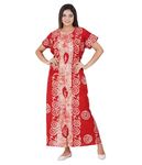 MENMAII Women Cotton Full Length Button Maxi Nighty-Full Open|Full Front Buttoned Multipurpose Nighty For Pregnancy/Elderly/Patient/Feeding/Hospital Purposes,Brick Red / Maroon Gbatik-Xl/Bust 44