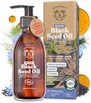 BIONOBLE Black Seed Oil Organic Cold Pressed - 100% Natural, Hexane-Free - Anti-Acne, Purifying - Organic Black Seed Oil for Face, Hair - Pure Cumin Cold Pressed - Glass Bottle with Pump - 200ml