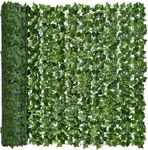 De Gardenia Wall Decor Artificial Faux Ivy Leaf Mat – 1m x 3m Green Privacy Fence Panel for Vertical Garden, Home Wall, Balcony, Backdrop Decoration (2, Dark Green)