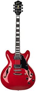 Grote Full Scale Electric Guitar Semi-Hollow Body Guitar Stainless Steel Frets(Red)