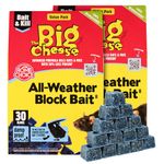 The Big Cheese All-Weather Bait Block Multi Pack x2 - 30 x 10g, Pest Control Product - Rat Killer For Mouse Traps, Damp-Proof, Weather-Resistant - Super Strength Rat Poisoning, Pet Safe