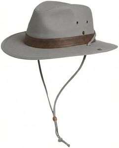 TOP-EX Aussie Safari Outback Hat UPF 50+ Cotton Wide Brim Sun Hat with Chin Strap, Breathable Packable Bush Boonie Hat for Outdoor Golf Hiking Fishing Gardening Travel, Lightweight, Grey M