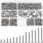 OLCANA 400 Pieces M3 Self Tapping Screws Stainless Steel Phillips Wood Screw 6mm - 30mm Flat Head Screws for Wood Drywall