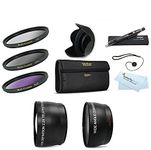 Deluxe All In Lens Kit For CANON VIXIA HF R82, HF R80, HF R800, HF R700, HF R72, HF R70 Camcorder Includes HD .43x Wide Angle Lens + 2.2x Telephoto Lens + 3 Piece Filter Kit (UV, CPL, FLD) + Much More