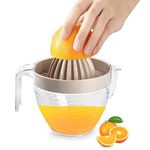 Plastic Citrus Lemon Orange Juicer Plastic Manual Hand Squeezer Fruit Juicer for Lime Fresh, Water Melon, Strawberry, Blueberry, Grapes Healthy Juice (Taupe with Transparent Jug)