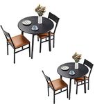 HOMOOI 3 Piece Round Dining Table Set for 4, Modern Counter Height Dinette Set with Cushioned Chairs, Small Kitchen Table Set with 2 Table and 4 Chairs for Dining Room, Espresso and Brown