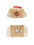 ZAVERI PEARLS Combo of 2 Stunning Traditional Pearl & Kundan Wedding Collection Bracelet For Women-ZPFK9052