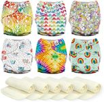 Mama Koala 3.0 Cloth Diapers for Babies, 6 Pack One Size Washable and Reusable Pocket Diapers for Newborns and Toddlers (Rainbow and Love)