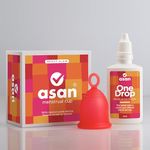 Asan Menstrual Cup (Heavy Flow) + Onedrop Cleanser Combo Pack|Easiest Cup To Insert & RemoveISpecial Ring Design|Premium Medical Grade SiliconeIDesigned In The Usa,Pack of 1 Count,Red