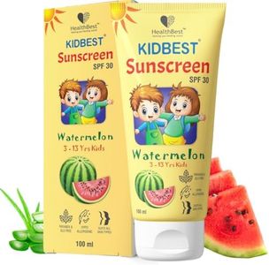 Healthbest Kids Watermelon Cooling Sunscreen SPF 30, PA+++, 100 ml - Vegan, Boosts Vitamin D Absorption, Prevents Tanning, Hydrates All Skin Types
