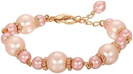 1928 Jewelry Women's Gold Tone Raspberry & Champagne Faux Pearl Bracelet