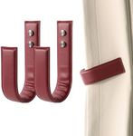 OCIOLI 2 Pack Modern Curtain Holdbacks U Shaped Curtain Tiebacks PU Leather Drapery Holdbacks Curtain Pull Backs Curtain Wall Hooks Curtain Holders for Drapes (2, Red)