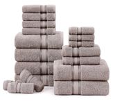 Bath Towel Sets - 100% Cotton Towels for Bathroom, Luxury Hotel Towels, Zero Twist, Quick Dry Shower Towels, Super Aborbent Bath Towels, 6 Hand Towels, 6 Wash Cloths - Platinum (18 Pack)