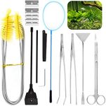 Rustark 13Pcs Aquarium Aquascape Tools Kit Stainless Steel Aquarium Plant Tools Aquarium Tweezers Scissors Scraper Sand Spatula for Aquarium Tank Fish Tank