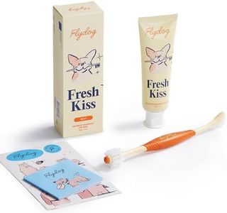 Flydog Fresh Kiss Dog Tooth Brushing Kit, Enzymatic Dog Toothbrush and Toothpaste- Vet Approved Formula, Breath Freshener & Tartar Remover, 360° Toothbrush & Finger Brush (Mild Mint)