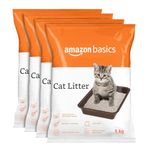 Amazon Basics Scoopable Smart White Bentonite Scented Cat Litter | 20 Kg | 5 Kg X 4 Packs | Organic | from Turkey | Dust-Free | Unscented
