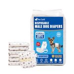Pet Soft Disposable Male Dog Wraps 20 Counts - Dog Nappies Male, Super Absorbent Puppy Dog Diapers Incontinence Nappy Wraps with Wetness Indicator (XS-20 Count)