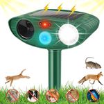 Joomouney Cat Repellent Garden, Cat Deterrent Garden Ultrasonic Solar Animal Scarer Ultrasonic Fox Deterrent with PIR Sensor & Flash, IPX4 Waterproof Outdoor Pest Repellent for Lawn Yard Garden,Green