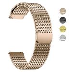 Fullmosa 20mm Stainless Steel Watch Band, Mesh Loop Magnetic Clasp Watch Strap Compatible with 5 Band 40mm 44mm/5 Pro 45mm,Galaxy Watch 6 Classic Bands 47mm 43mm/Watch 4 Classic 42/46mm,Garmin Vivomove HR/Forerunner 645/245,Rose Gold