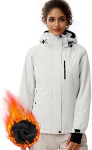 FREE SOLDIER Women's Waterproof Ski Snow Jacket Fleece Lined Warm Winter Rain Jacket with Hood Fully Taped Seams
