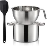 ZENFUN Double Boiler Pot Set with Silicone Spatula, 2000ml/1.8QT Chocolate Melting Pot with 2800ml/2.54QT Stainless Steel Pot, Candy Melting Pot, Chocolate Melter for Butter, Caramel, Cheese, Wax