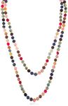 Bead Strand Versatile 60" Long Wrap Necklace - Handmade Knotted Multi Layer Sparkly Crystal, Semi Precious Natural Stone, Lava, Glass Faux Pearl (Natural Stone Bead - Dark Multi)