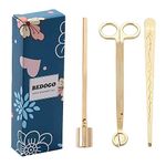 BEDOGO New Designed 3 in 1 Candle Accessory Set with Wick Trimmer, Wick Dipper, Candle Snuffer - Elegant Gift for Candle Lovers (Gold)