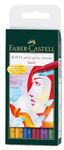 Faber-Castell Art & Graphic Pitt Artist Pen Brush India Ink Pen, Basic Colours, Wallet Of 6, For Art, Craft, Drawing, Sketching, Home, School, University, Colouring