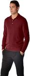Cashmere Boutique 100% Pure Cashmere Polo Pullover Sweater for Men – Polo Neck, Long Sleeve, Button Up, Classic Style, Lightweight, Soft and Warm Sweater - Burgundy, Extra Large