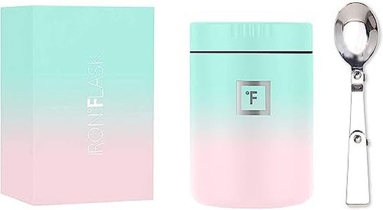 IRON °FLASK Food Jar - 16 Oz, Foldable Spoon, Leak Proof, Vacuum Insulated Thermo, Stainless Steel, Simple Storage Lunch, Modern Container, Hydro Metal Canteen, Double Walled, Portable Food Bowl (Bubble Gum)