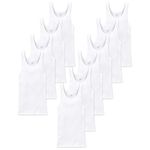 Schiesser Men's Undershirt Pack of 10 - Cotton Basic, Fine Rib, Double Rib, White, White, XL