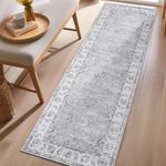 jinchan Kitchen Runner Rug 2x6 Persian Rug Vintage Rug Hallway Washable Runner Rug Floral Print Floor Cover Indoor Thin Rug Retro Mat Accent Rug Bathroom Laundry Room Bedroom Office Farmhouse Grey