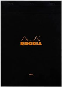 Rhodia No. 18 A4 Top Stapled Ruled with Margin Notepad, Black