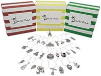 Around The World Wine Charm Set with Food, Wine, and Travel Themed Sets - 28 Piece Bundled Set