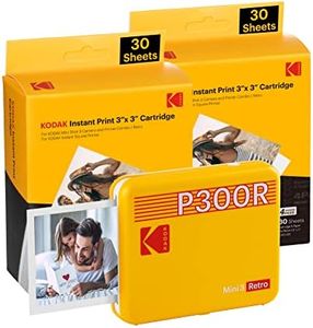 Kodak Mini 3 Retro Instant Photo Printer with Cartridge Bundle, Yellow