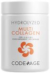 Codeage Multi Collagen Protein Capsules, Type I, II, III, V, X, Grass Fed & Hydrolyzed Collagen Pills Supplement, All in One Collagen, Bone Broth, Amla Berry Source of Vitamin C, Non-GMO, 90 Count