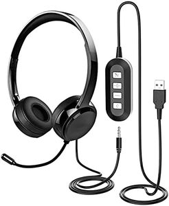 USB Headset with Microphone for PC Laptop, JabNecter 3.5mm Headphones with Microphone Noise Canceling & Volume Control, Computer Headset with Mute&Sidetone for VoIP Skype MS Teams Online Conference