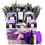Lavender & Lilac Spa Gift Basket For Women & Men - Sleep Mask, Handmade Soap, Potpourri, Bath Bomb, Jojoba Oil, Organic Lip Balm & More - Aromatherapy Stress Relief Set, Bath & Body Self Care Package