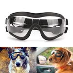 NAMSAN Clear Dog Goggles Medium Breed UV Protection Dog Sunglasses for Medium Large Dogs Anti-Dust Fogproof Winproof Doggy Glasses, Transparent