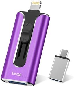 Phone Photo Stick,Phone Flash Drive,4 in 1 256GB Phone USB Stick USB 3.0 Flash Drive for Phone iPad Thumb Drive,Phone Photo Storage Phone Memory Stick for Phone/PC/iPad/More Devices(Purple