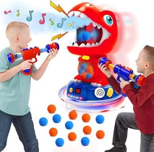 ROHSCE Shooting Game Toy for Boys 4-6 & Up - Movable Shooting Targets for Kids, Sound and Spray Effect Dinosaur Toys for Kids 3-5-7 with 2 Guns and 24 Foam Balls, Shooting Toy Gift for Boys and Girls