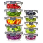 Igluu Meal Prep Round Glass Containers with Lids Airtight - Glass Food Storage Containers - Reusable Microwave, Freezer to Oven Safe BPA-free Lunch Box (10 Containers & 10 Lids) 950ml & 400ml